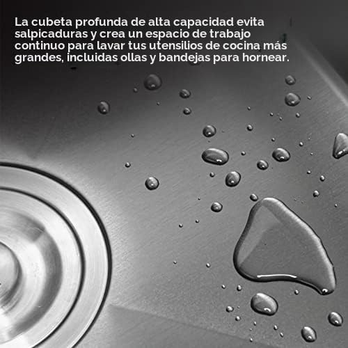 Fregadero de Barra de Cocina Redondo Pequeño, Lavabo de Acero Inoxidable con Desagüe para Cocinas Pequeñas de 30cm de Diámetro