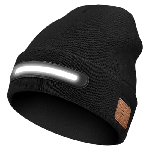Gorro inalámbrico de seguridad recargable – Sombrero de música inalámbrico para hombres, niños, niñas, novio adolescentes, gimnasio, viaje, transporte, senderismo, ciclismo, Negro