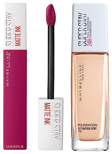Image of Maybelline New York Super Stay Matte Ink Liquid Lipstick, 120 Artist, 5g & Maybelline New York Super Stay 24H Full Coverage Liquid Foundation, Natural Ivory 112, 30ml