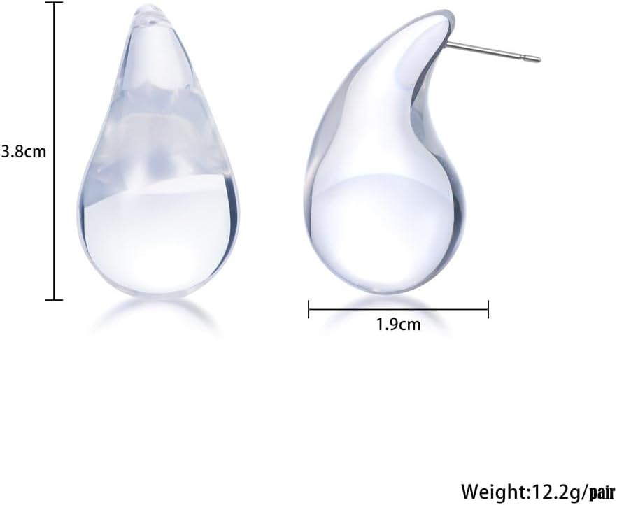 Chic Transparent Teardrop Earrings for Women Chunky Waterdrop Dupes Hoops Earrings Stud Statement Jewelry - Image 3