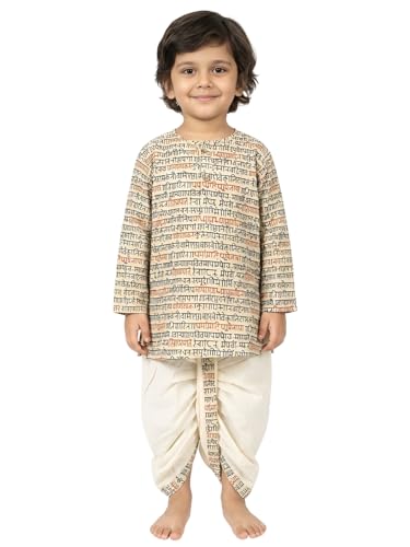 Image of POLKA TOTS Cotton Full Sleeve Printed Kurta Dhoti For Infant & Toddlers | Ethnic Wear For Festival & Wedding & Functions