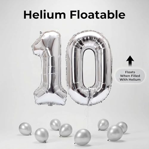 Image of YPSelected 32 Inch Large Foil Helium Number Balloon Birthday Wedding Party 0-9 (Silver, 9)