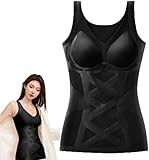 [Caividom] 加圧インナー レディース 【着けるだけで24Hボディメイク】カップ付き・タンクトップ 天使の羽パネル姿勢サポート 補正下着 ボディスーツ ブラトップ ノンワイヤー 伸縮性 着圧インナー キャミソール 美バストｘお腹くびれｘ脇肉フラット