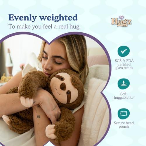Image of Hugz Official Sid The Sloth - Premium Weighted Stuffed Animal Plushie 3.8 lb for Adults & Kids - Microwavable - Heatable & Coolable - Super Soft Fur - Gift Ready Tube Packaging