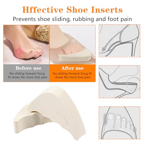 Image of Toe Inserts for Shoes Too Big, 4 Pairs Adjustable Shoe Filler Inserts Half-Size Cushion Insoles Make Shoes Fit One Size for Women and Men Casual Sports High Heels Boots (Black & Khaki)