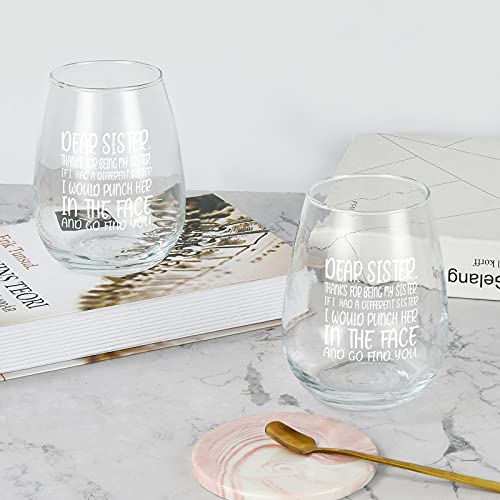 Funny Sister Wine Glass Gift 15Oz, Thanks For Being My Sister Stemless Wine Glass, Unique Thank You Gift For Sisters, Stepsisters, Sister In Law, Soul Sister, Christmas Gift, Birthday Gifts For Sister #TOP5