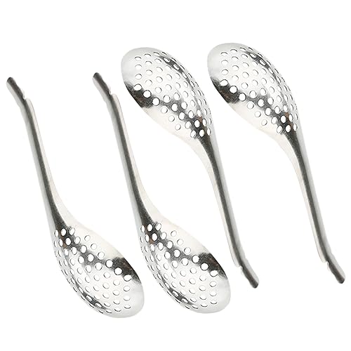 FUNOMOCYA Non-burrs Small Slotted Spoon Set 4 Piece Stainless Steel Caviar Spherification Spoons for Kitchen Use