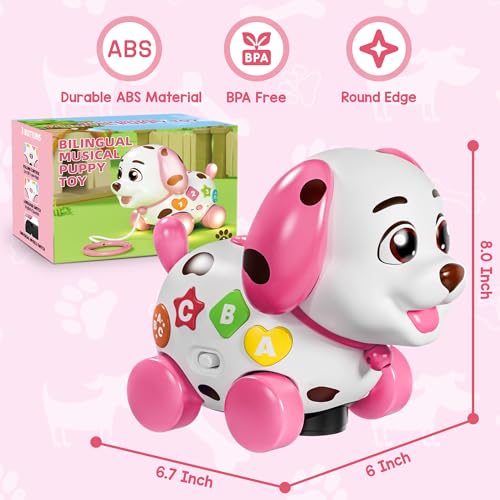 Image of ToddlerCley Musical Puppy Toys for 1 Year Old Girl Gifts, 1st Birthday Girl Gift, Bilingual Learning Baby Toy 6-12-18 Months with Sound & Lights, Educational Toy for 1 Year Old Boy Present