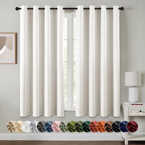 Image of MIULEE Blackout Curtains for Bedroom Living Room 2 Panels, Thermal Insulated Room Darkening Drapes Grommet Noise Reducing Light Blocking Window Treatments 68 Inches Long 55x68 Inch Ivory