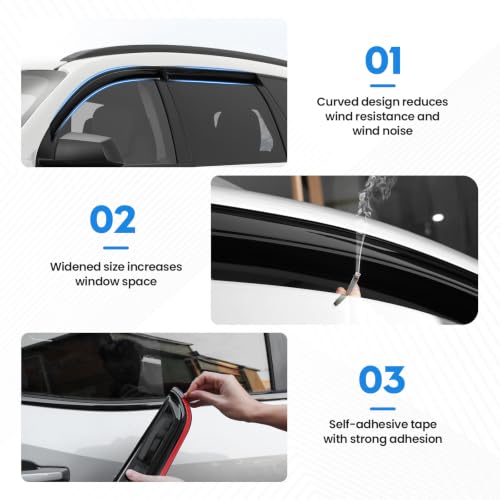 Image of Traverse Rain Guards - Window Visors for Chevy Traverse 2009-2017, Out-Channel Side Window Rain Guards for Traverse Accessories, 4PCS, Black, Car Accessories
