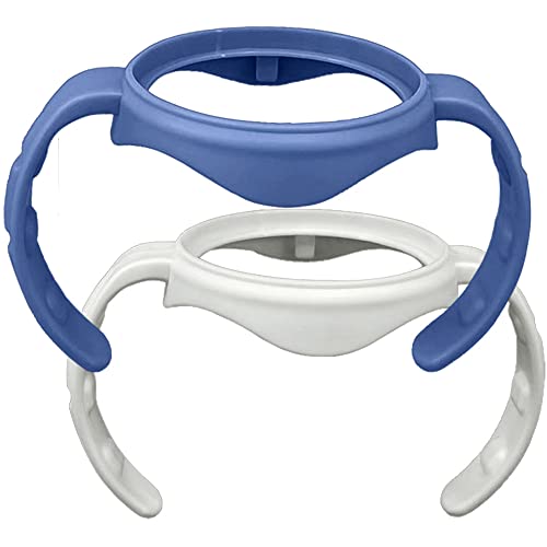 Baby Feeding Bottle Handle Grip Compatible for Dr. Brown's Anti-Colic Options+ Wide Neck Baby Bottles, 2 Count, White and Blue