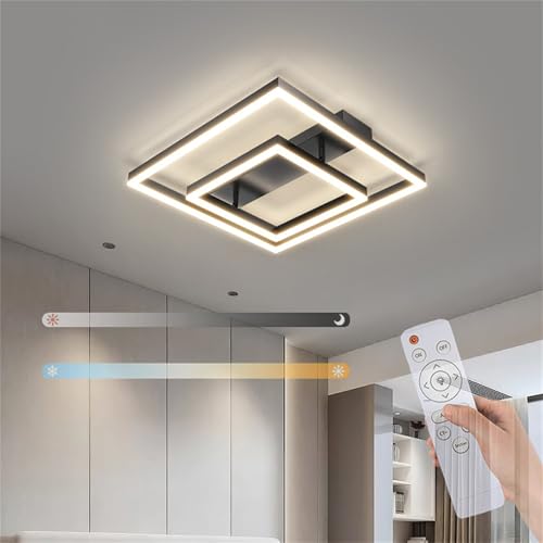 Plafonnier LED moderne noir dimmable de 3000K à 6500K avec télécommande pour salon