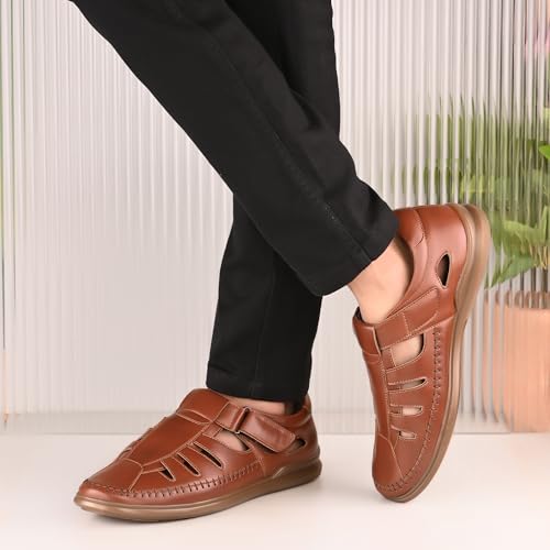 Image of Centrino Men's Fisherman Sandals | Stylish Closed-Toe Design | Soft Cushioned Footbed | Genuine-Look Upper | Comfortable for Daily & Outdoor Wear (9490)