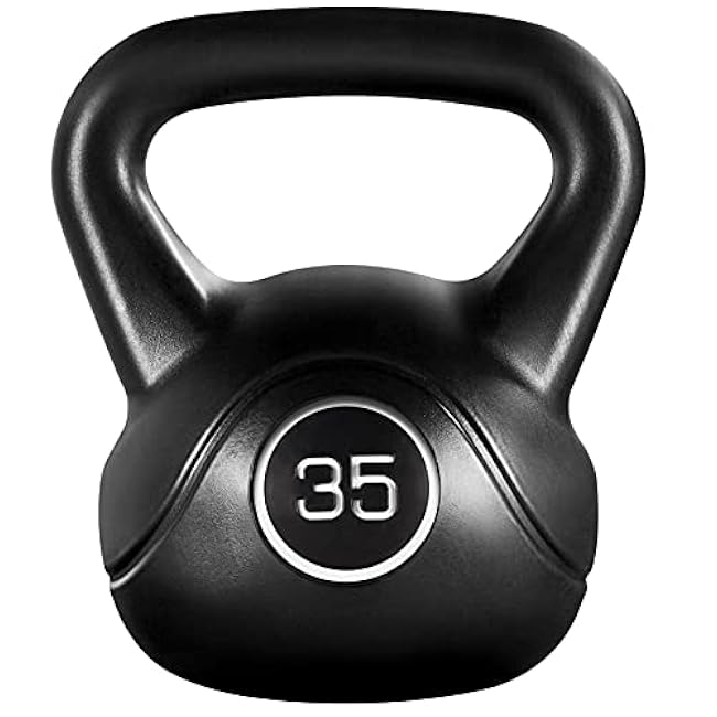Yaheetech 35lbs Kettlebell Weights, Men & Women Home Gym Kettle Bell Exercise & Fitness Equipment w/Wide Flat Base & Textured Grip for Strength Training