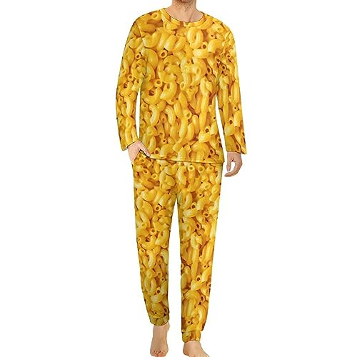 Macaroni Men's Pajama Set Long Sleeve Top And Pants Sleepwear 2 Piece Loungewear