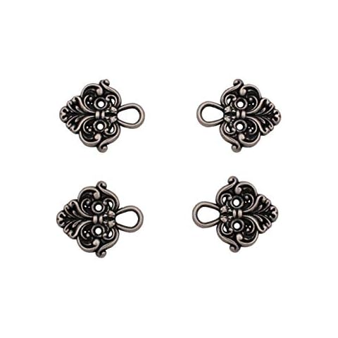 Hartmann-Knöpfe 4 pieces (2 pairs) pretty bodice hooks for dirndl bodice coursage silver antique metal for sewing 22 mm x 20 mm Cover