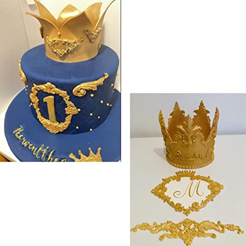 5 Pack Relief Baroque Vintage Silicone Mould Fondants Moulds 3D Sculpted Lace Flower Border Cake Decorations Cupcake Decorating Icing Paste Chocolate Baking Mould Sugarcraft DIY Cake