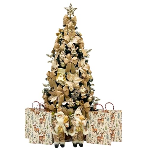 Kit de Enfeites Completo P/Árvore de Natal Pisca Led 1,80MT (Dourado, 127V)