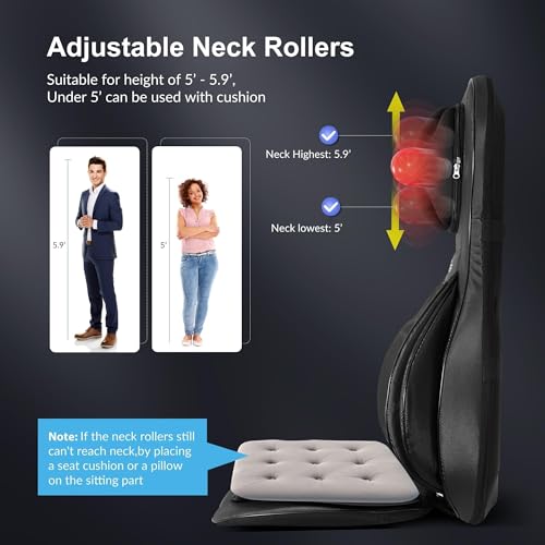 COMFIER Neck Back Massager with Heat, Shiatsu Massage Chair Pad 2D/3D Kneading & Compression Massager, Full Body for and Back,Shoulder,Thighs,Gifts Mom,Dad, Black, 1.0 Count Father