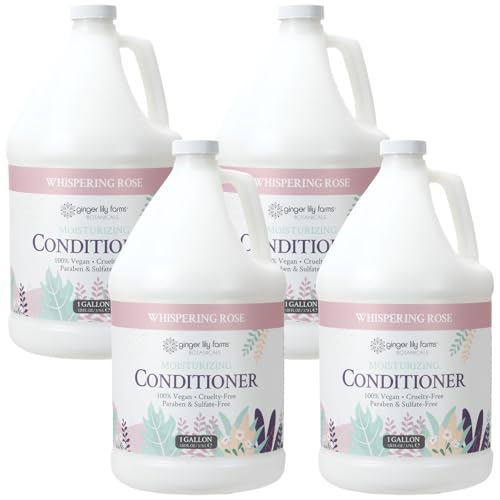 Image of Ginger Lily Farms Botanicals Conditioner, 128oz /4pk, Whispering Rose | 100% Vegan & Cruelty-Free | Moisturizing Conditioner for All Hair Types | Refill Size