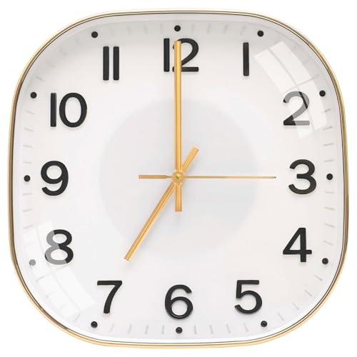 Image of TEKCOOL Plastic Analogue Wall Clock 12 inch Silent Quartz Decorative Wall Clock Non-Ticking Classic Clock Battery Operated Round Easy to Read for Room /Home /Kitchen /Bedroom /Office /School.White Gold-