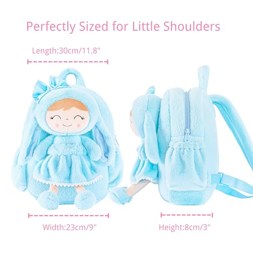 Image of Gloveleya Back to School Gifts for Girls Toddler Backpack Kids Backpack Baby Girl Gift Plush Bag with Pure Blue Rabbit Doll Aged 2+