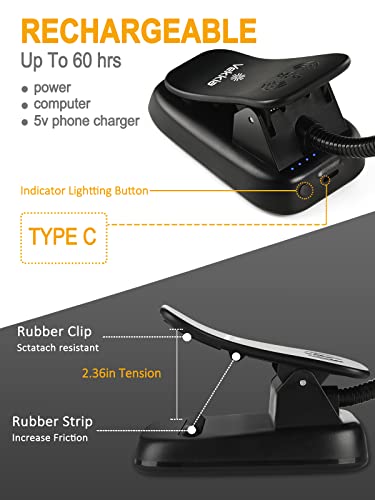 Vekkia Folding Music Stand Light, Portable 42 Led Rechargeable Super Bright Clip On Piano Lamp,Professional 5 Brightness×3 Color Temperature, Perfect For Grand Piano, Book Reading #TOP4