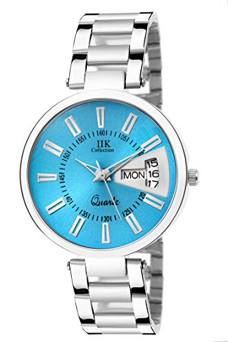 Image of IIK COLLECTION Round Dial Stainless Steel Bracelet Chain Analogue Day & Date Functioning Watch For Women And Girls, Dial Color-Assorted