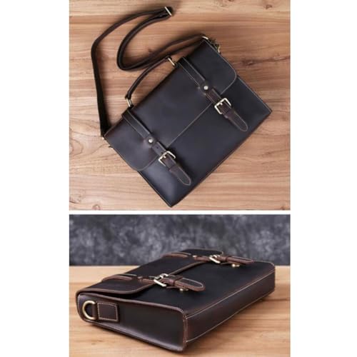 Mens Business Briefcases Genuine Leather Messenger Shoulder Bags Handbags Luggage Laptop Bags(Yellow)4