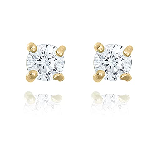 AVORA 10K Yellow Gold 2mm Round Simulated Diamond CZ Stud Earrings