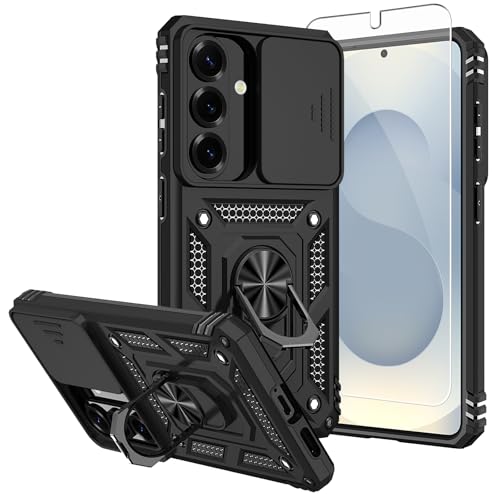 SKMY for Samsung Galaxy S26 Case,Galaxy S26 Case,with Screen Protectors and Camera Cover,[Military Grade] 16ft.Drop Tested Cover with Magnetic Kickstand Protective Case for Galaxy S26 (Black) by SKMY - Used condition - US$7.69