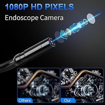 Image of securinnov 2M HD Endoscope Borescope with Semi-Rigid Cable - Waterproof Snake Camera Designed for High-Resolution Close-Up Inspection in Hard-to-Reach Areas (2m endoscop)