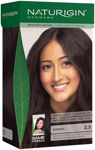 Image of Naturigin Permanent Hair Color, 2.3 Ebony Black, Ammonia Free, 100% Gray Coverage, Nourishing Natural Formula, For All Hair Types, Long-Lasting, Vegan & Cruelty-Free, 1 Pack