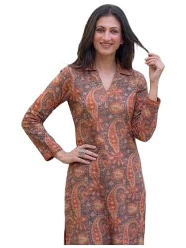 Image of ANNI Designer Co Ord Set for Women Viscose Printed | Kurti Set for Woman | Straight Kurta Pant Co Ord Set | 2 Piece Set Women | 3 /4 Sleeve V-Neck Suit Set Stylish Ethnic Outfit Clothing