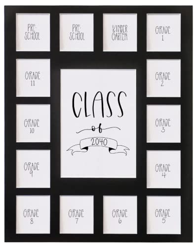 Image of Rustic Red Door Co. RRD Class of 2040 Photo Collage Mat (11' x 14') - School Picture Frame for Pre-K to Graduation (15 Photos)
