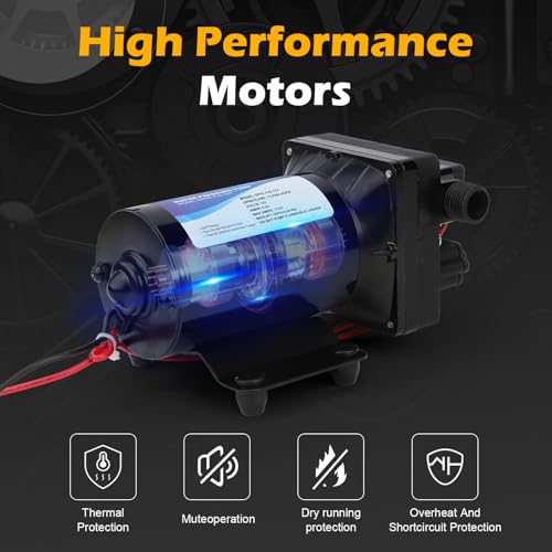Image of 4048-153-E75 RV Water Pump, 12V 4.5 GPM, 55 PSI, 13 Amps Multi-Fixture Automatic Demand Pump for RV Caravan Marine Yacht Replaces# 4048153E75S