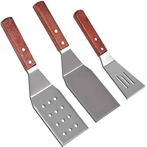 3Pcs Stainless Steel Metal Spatula Set - 28.5cm Slotted Metal Spatula, 28.5cm Solid Burger Spatula, 23cm Mini Turner Spatula Included, Grill Accessories Tool for Smash Burgers, Pancake, BBQ Grills Cover