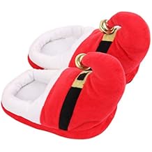 Happyyami 1 Pair Plush Red Christmas Slippers for Adults and Kids | Non-Slip Slip-on Design | Warm and Cozy Holiday Footwear | Sizes 35-41
