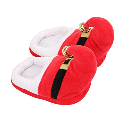 Happyyami 1Pair Christmas Plush Warm Slippers Non-slip for Adults and Boy Girl Winter Holiday Footwear Comfortable Indoor Use