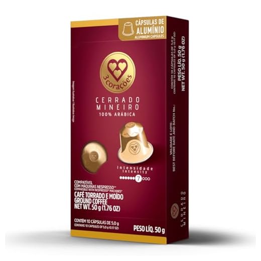 3 Corações Cápsulas de Café Cerrado Mineiro, Compatíveis com Nespresso, contém 10 cápsulas