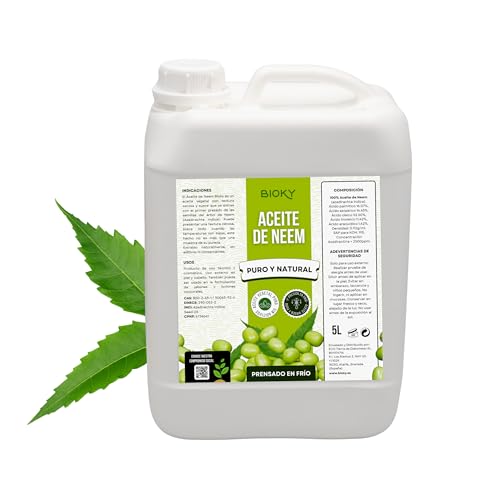 Bioky Aceite de Neem 5 Litros | Aceite Neem Puro - Prensado en Fr...