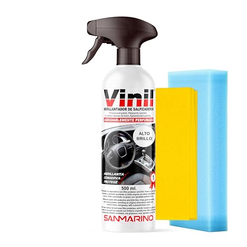 SANMARINO ABRILLANTADOR SALPICADEROS ALTO BRILLO + BAYETA + ESPONJA CON PISTOLA 500 ML.