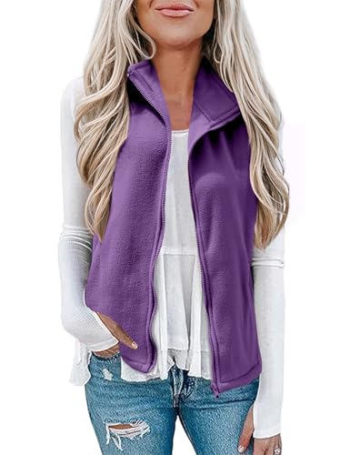 EFFAN Fleece Gilet for Women Soft Sleeveless Jacket Outerwear Vest Gilet with Zip Pockets for Spring & Fall