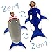 Phuyu Couverture de couchage 2 en 1 pour enfant Motif requin et orche en flanelle polaire Velours super doux queue d'animaux cadeau enfants de 3 à 10 ans
