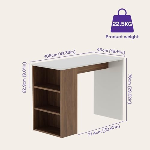 Image of Wakefit Brenn Engineered Wood Study Table - Columbian Walnut & Frosty White