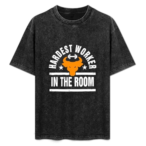 Hardest Worker in The Room T-Shirt Black Graphic Unisex Tee Shirt XL