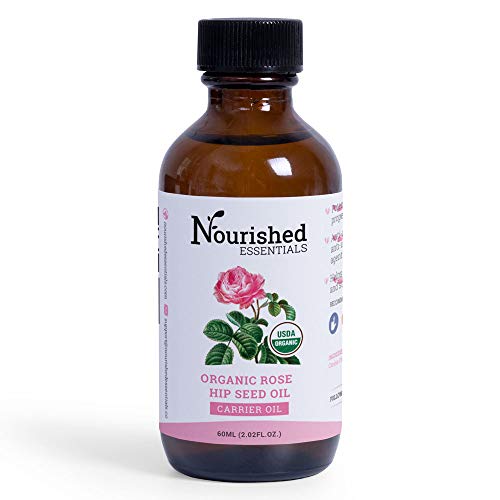 Nourished Essentials USDA Organic Rosehip Seed Oil -60ml 100% Pure Organic Rosehip Seed Oil for Skin Care, Hair and Nails - Hydrating Carrier Oil for Essential Oils. 2 fl.oz/60ml