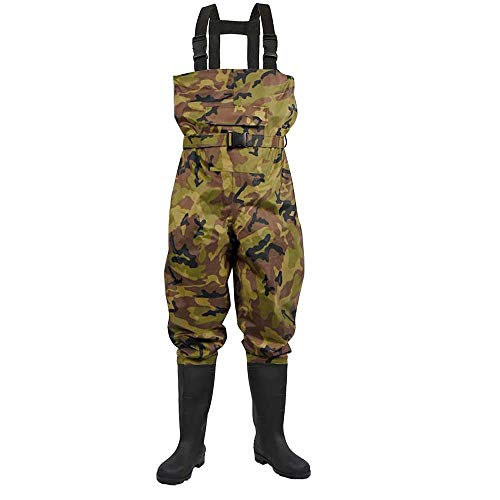 MUYUE Chest Waders Lightweight Fishing Hunting Waders Nylon/PVC Waterproof Bootfoot Wader Cleated Breathable