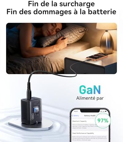 INIU 30 W USB C Charger, GaN Fast Charger with 1.5 m 60 W Cable, Dual Port Power Supply with Intelligent Device Protection for iPhone 17 16 Pro Max, iPad MacBook Air Galaxy S26 Pixel Xiaomi [Pack of 2] Black - View 8