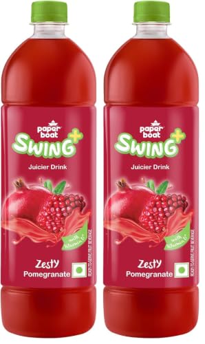 Image of Paper Boat Swing Zesty Pomegranate Juice, Enriched with Vitamin D, No Gmos, 1.2 Litre (Pack of 2)